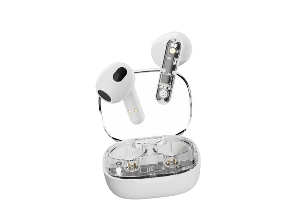 Streetz T150, Transparente TWS ørepropper, Hvite, Trådløs, 20 - 20000 Hz, Samtaler/musikk, 37 g, Hodesett, Hvit