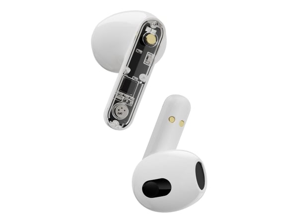 Streetz T150, Transparente TWS ørepropper, Hvite, Trådløs, 20 - 20000 Hz, Samtaler/musikk, 37 g, Hodesett, Hvit