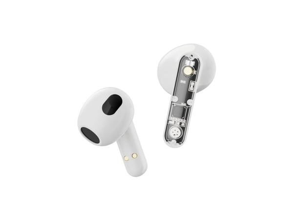 Streetz T150, Transparente TWS ørepropper, Hvite, Trådløs, 20 - 20000 Hz, Samtaler/musikk, 37 g, Hodesett, Hvit