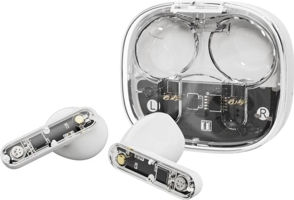 Streetz T150, Transparente TWS ørepropper, Hvite, Trådløs, 20 - 20000 Hz, Samtaler/musikk, 37 g, Hodesett, Hvit