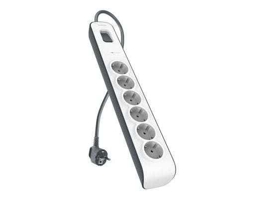 Belkin BSV603VF2M-V2, 6 AC-pistorasia(a), Harmaa, Valkoinen