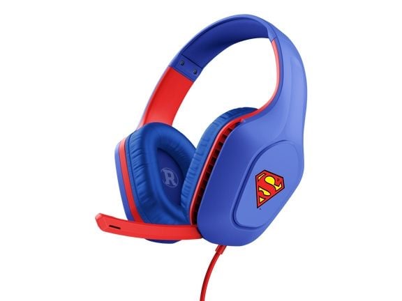 Trust GXT 415SM Zirox - Superman - hodesett - full størrelse - kablet - 3,5 mm jakk - blå, rød