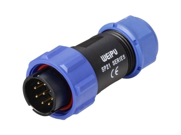 Weipu SP2110 / P 9 II rundstift kontakt, samlet poltall 9, serie SP21