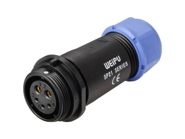 Weipu SP2111 / S 5B II rundkontakt tilkobling, rett serie (SP21) (1 stk.)