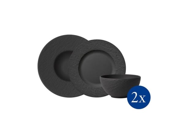 Villeroy &amp; Boch 1042398950, 2 person(er), Porselen, Svart, Rund, 27,1 cm, 6 stk