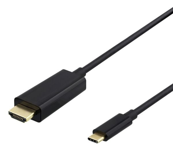 DELTACO - Adapterkabel - 24 pin USB-C hann til HDMI hann - 2 m - svart - 4K 60Hz støtte