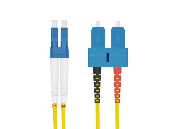 Helos fiberoptisk patchkabel LC/SC dupleks 9/125µm OS2 gul 0,5m