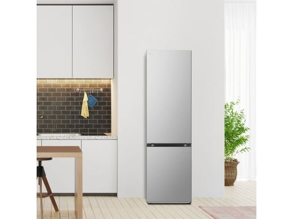 LG GBV22L0EPY - Kjøleskap/fryser - bunnfryser - bredde: 59.5 cm - dybde: 68.2 cm - høyde: 203 cm - 387 liter - Klasse E - primasølv