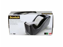 3M Scotch borddispenser C60, sammenleggbar, grå-svart buet design, vektet og stabil (C60-BK)