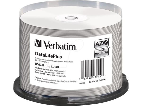 Verbatim DataLifePlus Professional - 50 x DVD-R - 4.7 GB 16x - hvit - blekkstråleskrivbar overflate, bred skrivbar overflate - spindel