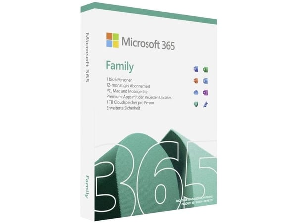Microsoft 365 Family - Bokspakke (1 år) - inntil 6 mennesker - medieløs - Mac, Android, iOS, Win - Tysk