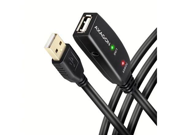 AXAGON ADR-205 - USB-förlängningskabel - USB (hane) till USB (hona) - USB 2.0 - 5 V - 500 mA - 5 m - aktiv förstärkare - svart