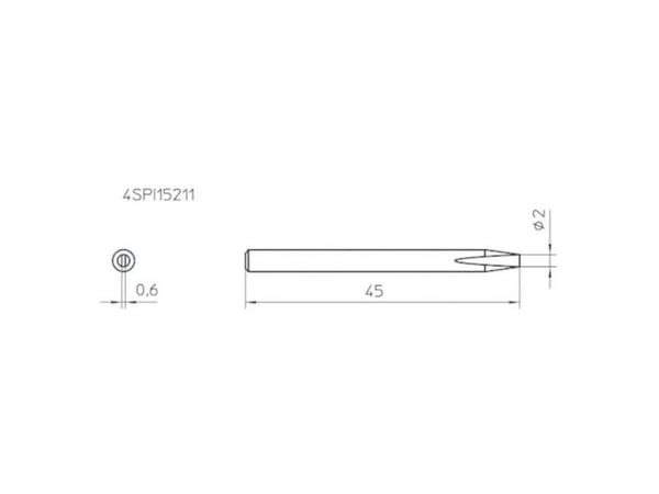 Weller SPI15 211, Loddespiss, Weller, SPI 16, 1 stykker, 2 mm, 45 mm