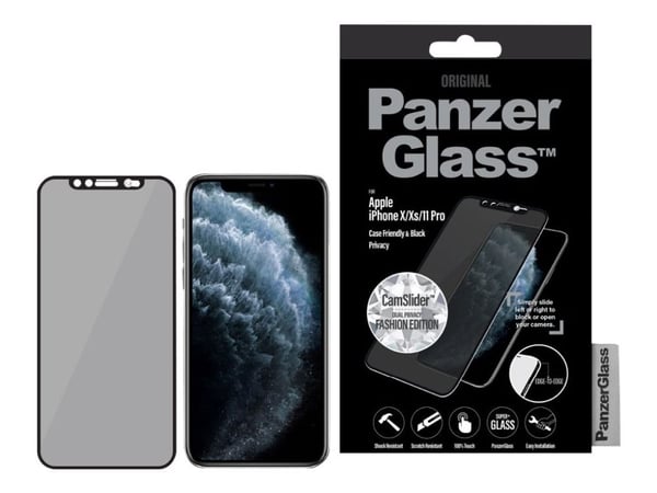 PanzerGlass P2680, Apple, Apple - iPhone X, Apple - iPhone Xs, Apple - iPhone 11 Pro, Asennus kuivana, Naarmuuntumisenkestävä, Iskunkestävä, Läpinä...