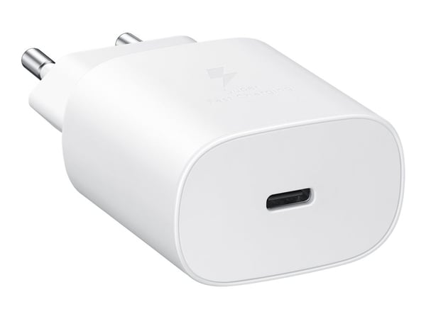 Samsung Fast Charging Wall Charger EP-TA800 - Strömadapter - 25 Watt - 3 A - Ultra Fast Charge (USB-C) - på kabel: USB-C - vit - för Galaxy A20, A5...