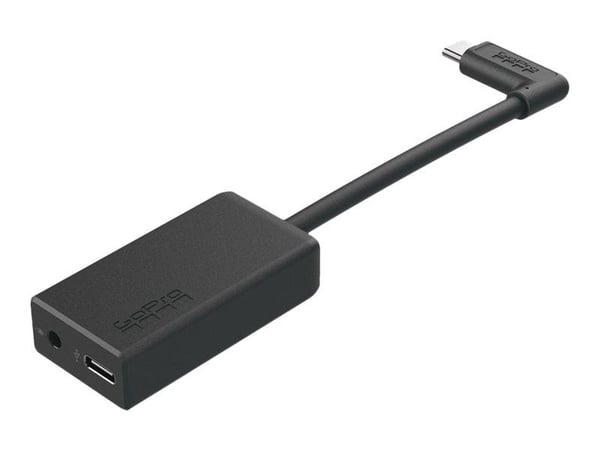GoPro - Mikrofonadapter - USB-C hane vinklad till mini-phone stereo 3.5 mm, USB-C hona - svart - för Fusion; HERO5; HERO5 Session; HERO6 Black; HER...