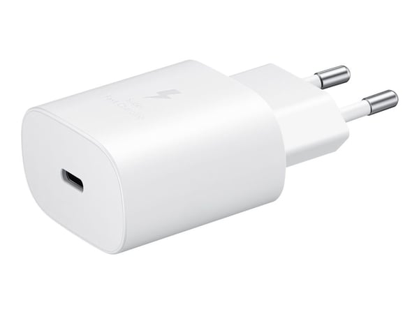 Samsung Fast Charging Wall Charger EP-TA800 - Strömadapter - 25 Watt - 3 A - Ultra Fast Charge (USB-C) - på kabel: USB-C - vit - för Galaxy A20, A5...