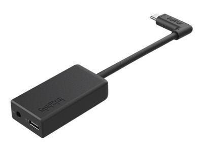 GoPro - Mikrofonadapter - USB-C hane vinklad till mini-phone stereo 3.5 mm, USB-C hona - svart - för Fusion; HERO5; HERO5 Session; HERO6 Black; HER...