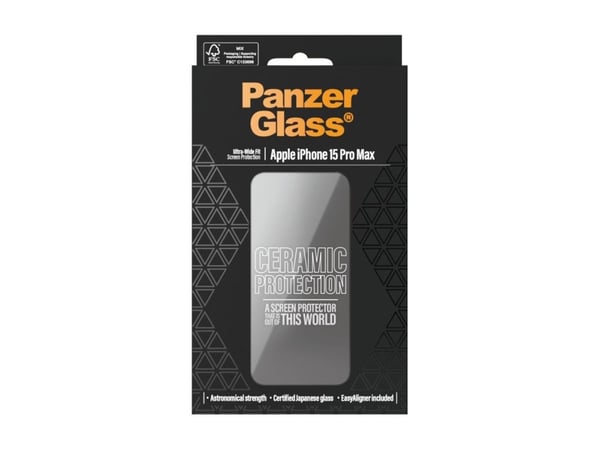 PanzerGlass Ceramic Protection - Skjermbeskyttelse for mobiltelefon - ultravid passform m. EasyAligner - glass - rammefarge svart - for Apple iPhon...