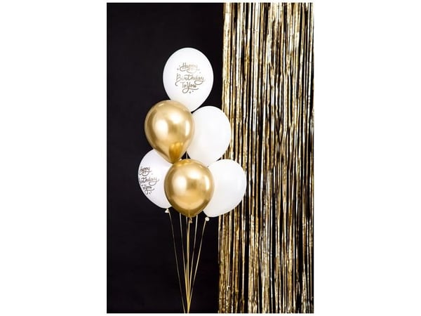 PartyDeco SB14P-305-000-6, Toy balloon, Latex, Gull, Hvit, Bursdag, Oval, 30 cm