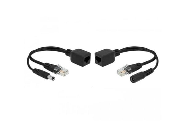 Delock Passive PoE Adapter Set RJ45 DC 5.5 x 2.1 mm - Strøminjektor - svart (en pakke 2)