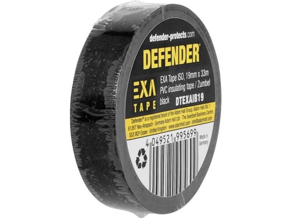 DEFENDER by Adam Hall EXA Tape DTEXAIB19 isolasjonstape svart 33 m x 19 mm (1 stk)