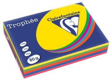 Clairefontaine 1708C, Laser-/Inkjet-utskrift, A3 (297x420 mm), 500 ark, 80 g/m², Blå, Grønn, Oransje, Rosa, Gult, 5 stykker