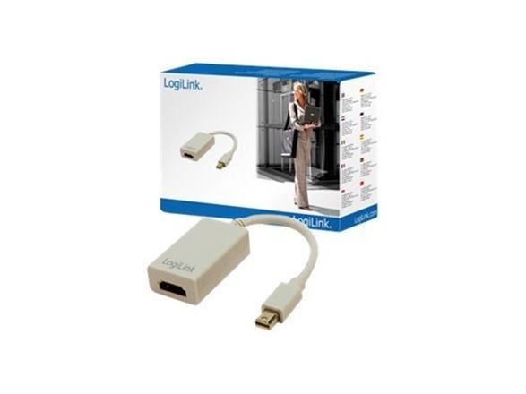 LogiLink Mini DisplayPort / HDMI Adapter, 0,1 m, HDMI Typ A (standard), Mini DisplayPort, Hankoppling, Honkoppling, Grå