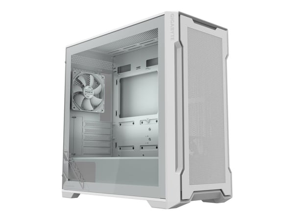 Gigabyte C102 GLASS ICE - Mid tower - mini ITX / micro ATX - genomskinlig sidopanel (härdat glas) - ingen strömförsörjning (ATX) - vit - USB/ljud
