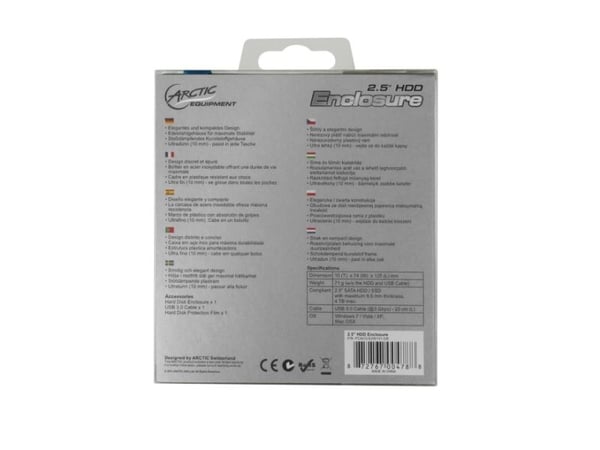 ARCTIC HDD Enclosure, 2.5", SATA, 5 Gbit/s, musta