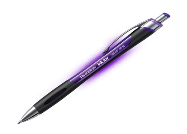 Papermate InkJoy 550 RT, Klämma, Fastklämbar, indragbar kulspetspenna, Lila, 12 styck, Medium