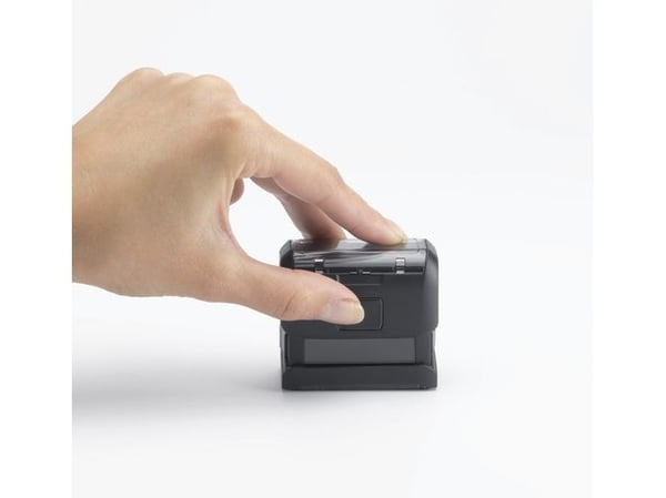 Trodat 43227, Blekkgjør seg selv, Tekststempel, Gummi, 17 x 46 mm, Sort, Grå, Blå/rød