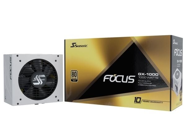 Seasonic FOCUS GX-1000 ATX2.4 WHITE hvit 6x PCIe-kabelhåndtering 1000 - Strømforsyning - ATX