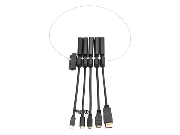 Deltaco Modulaarinen HDMI-sovitinrengas, USB-C, DP, Mini DP, Mini HDMI ja Micro HDMI, musta, 0,15 m, HDMI-tyyppi A (vakio), DisplayPort male, HDMI-...