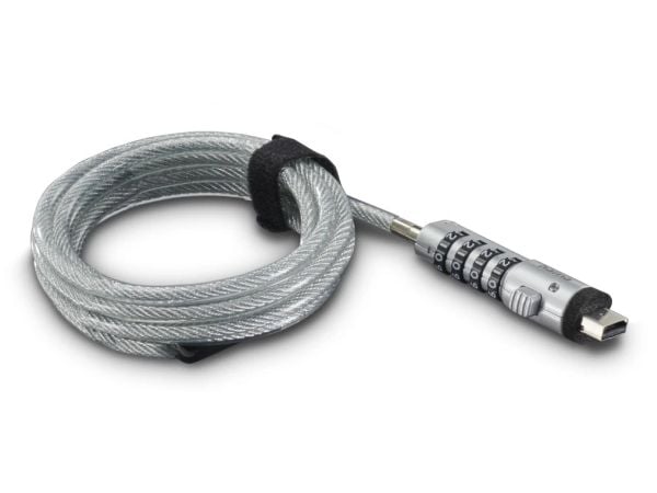 Hama USB, 1,8 m, Kombinasjonslås, Kull stål, Plast, Sølv, Gjennomsiktig