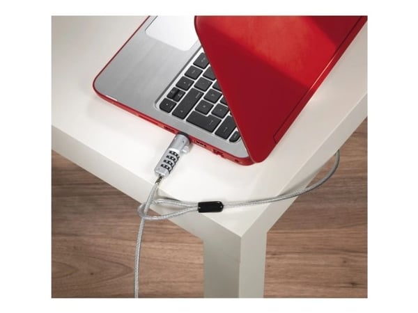 Hama USB, 1,8 m, Kombinasjonslås, Kull stål, Plast, Sølv, Gjennomsiktig