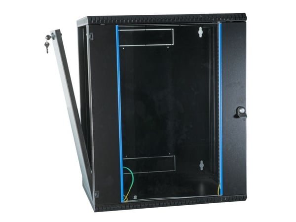 EFB Elektronik 691718VTS.60, Veggmonterbar hylle, 18U, 50 kg, Nøkkellås, Svart
