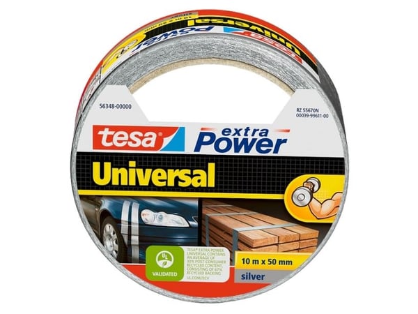 tesa UNIVERSAL 56348-00000-06 Tekstiltape tesa® extra Power Sølv (L x B) 10 m x 50 mm 1 stk