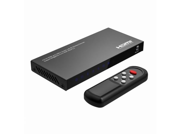 MicroConnect - Switch - 8K60Hz, HDCP 2.3, with remote control - 3 x HDMI + 1 x USB-C - stasjonær