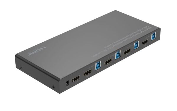 MicroConnect - KVM / video / lydbryter - 4K60Hz, 4x1 4:4:4, USB 3.0 - 4 x KVM / video / lyd - 1 lokalbruker - stasjonær