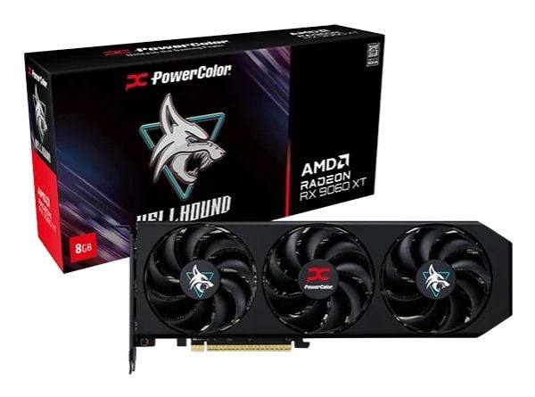 PowerColor Hellhound AMD Radeon RX 9060 XT 8GB GDDR6, Radeon RX 9060 XT, 8 GB, GDDR6, 128 bittiä, 7680 x 4320 pikseliä, PCI Express x16 5.0
