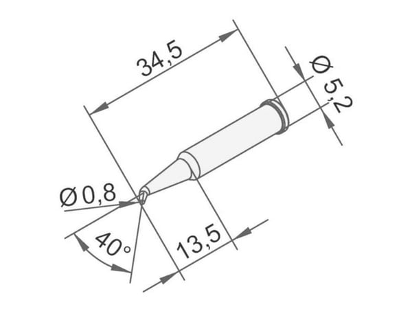 ERSA loddetipp 0102SDLF08L, blyantformet spiss, spissstørrelse 0,80 mm (1 stk)