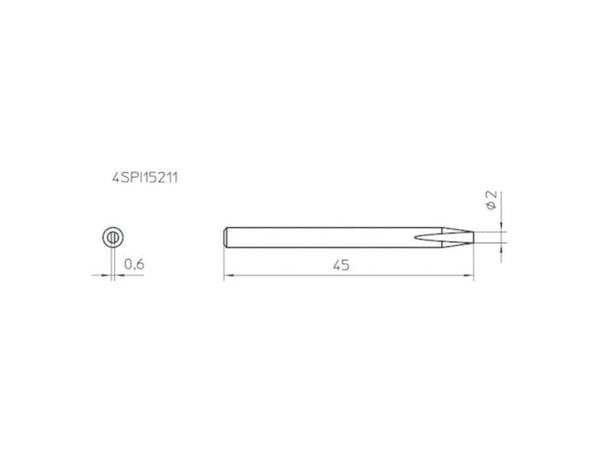 Weller SPI15 210, Loddespiss, Weller, 1 stykker, 0,4 mm, 45 mm