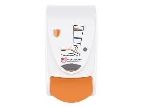 Dispenser, SCJ Professional Protect, 1000 ml, hvid, plast, manuel, med orange knap,1
