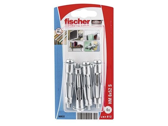 Fischer 90932, Hulmuranker (molly), Gypsum fibre board, Gipsplade, Metal, Sølv, M6, 6 mm