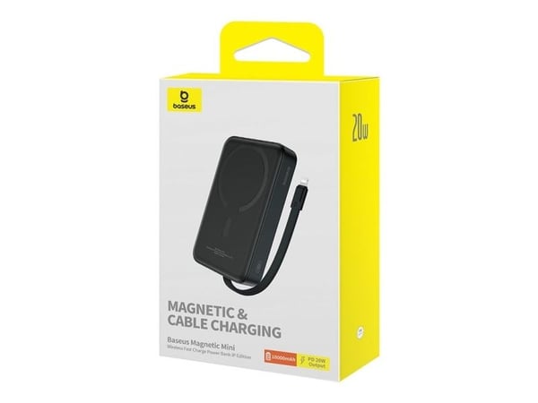 Baseus MAGSAFE MINI WIRELESS POWERBANK 10.000 MAH 20W-SIYAH, 10000 mAh, Lithium Polymer (LiPo), Sort