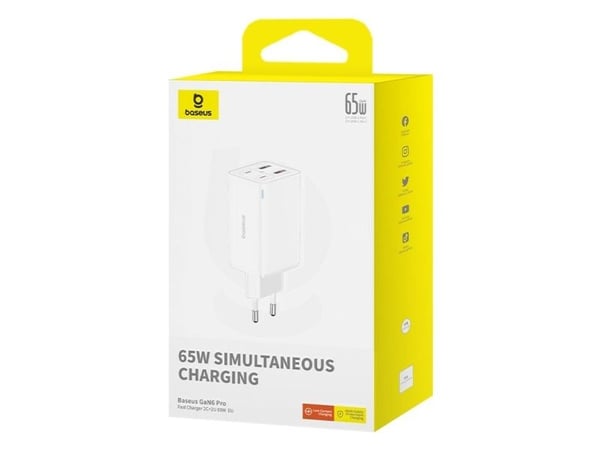 Baseus GAN6 65W ADPTR + 100W C KBL-BYZ mobile device charger PDA, Tablet, Telephone White AC Auto