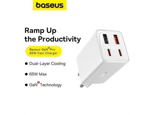 Baseus GAN6 65W ADPTR + 100W C KBL-BYZ mobile device charger PDA, Tablet, Telephone White AC Auto