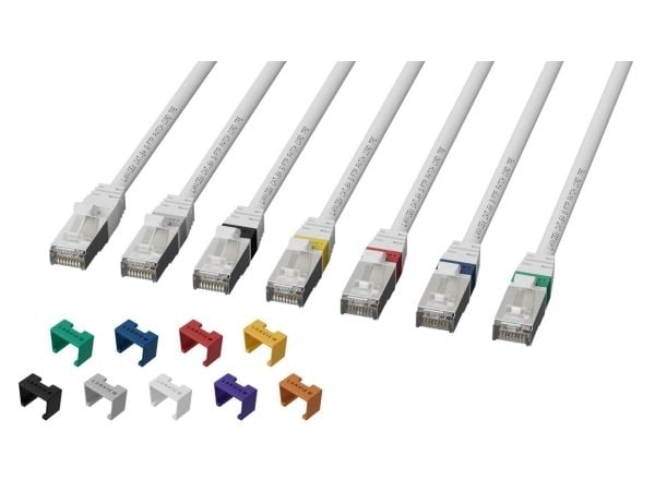 Lanview SmartClick - Nätverkskabel - RJ-45 (hane) till RJ-45 (hane) - 15 cm - 5 mm - S/FTP - CAT 6a - hakfri, hög flexibilitet - vit