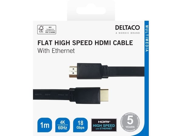 Kbl HDMI ha-ha 1.4 , 4K Flat 1m Musta